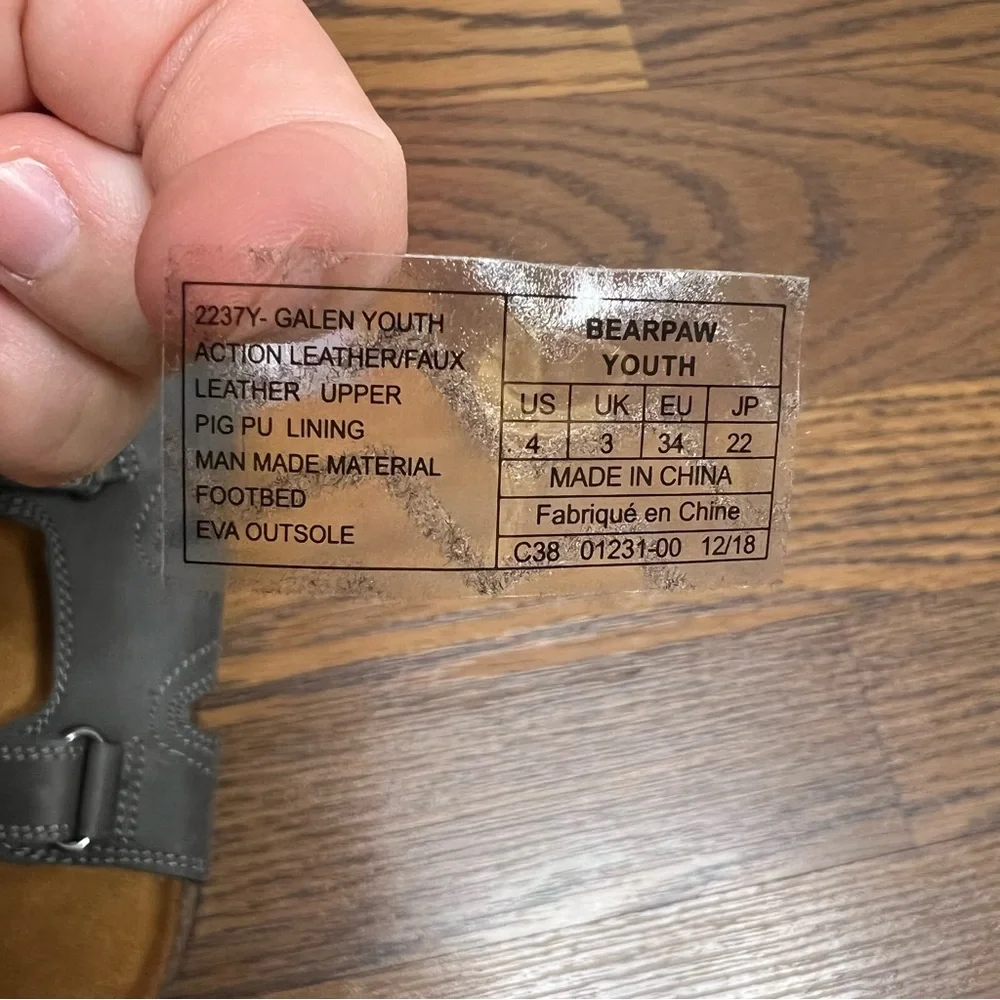 Bearpaw Galen boy's slide sandals with a microsuede footbed size 4